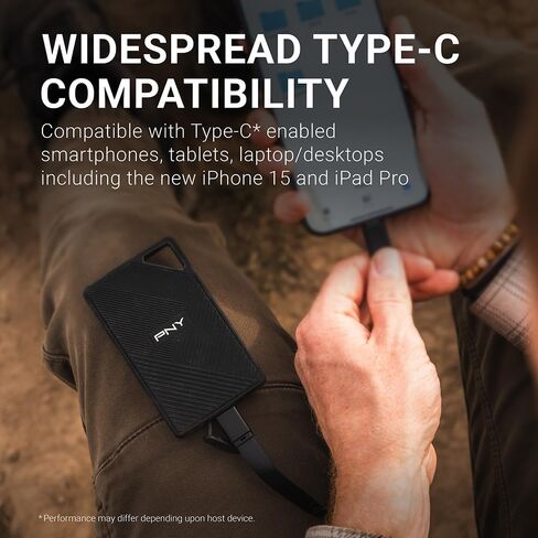 PNY RP60 1TB Portable SSD - Up to 2000MB/s, USB-C, USB 3.2 Gen2x2 - Rugged, IP65 Rated, Water/Dust/Drop Resistant - External Solid-State Drive - PSD0CS3060-1TB-RBA in Saudi Arabia