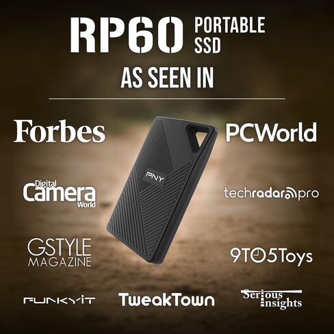 PNY RP60 1TB Portable SSD - Up to 2000MB/s, USB-C, USB 3.2 Gen2x2 - Rugged, IP65 Rated, Water/Dust/Drop Resistant - External Solid-State Drive - PSD0CS3060-1TB-RBA in Saudi Arabia
