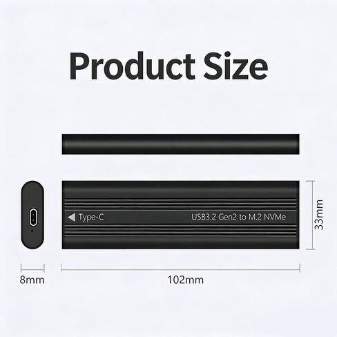 حاوية M.2 NVMe SSD، محول USB 3.2 Gen2 10 جيجابت في الثانية M.2 إلى USB-C، حافظة PCIe خارجية من الألومنيوم، تدعم 2230/2242/2260/2280 M/B&M Key SSD، UASP Trim لنظام التشغيل Mac Windows Linux (SSD غير متضمن) in Kuwait