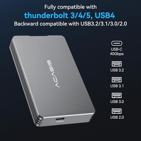 ACASIS 40Gbps M.2 NVMe SSD Enclosure, Tool Free Installation, NVMe Enclosure for M1/M2/ Pro/Max,Compatible with USB4/3.2/3.1/3.0/2.0, Support 2280/2260/2242/2230 B+M M-Key (TBU401-used) in Saudi Arabia