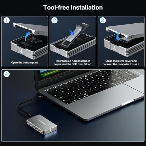 ACASIS 40Gbps M.2 NVMe SSD Enclosure, Tool Free Installation, NVMe Enclosure for M1/M2/ Pro/Max,Compatible with USB4/3.2/3.1/3.0/2.0, Support 2280/2260/2242/2230 B+M M-Key (TBU401-used) in Saudi Arabia