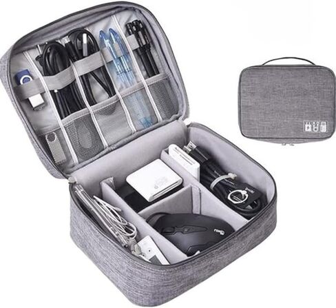 Waterproof Cable Organizer Bag, Electronics Accessories Extra Large Universal Carry Travel Gadget Bag for Power Bank, Memory Card, Data cable, Charger Hard Disk (Gray) in Saudi Arabia