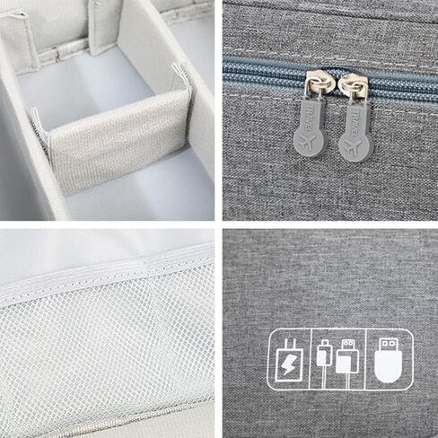 Waterproof Cable Organizer Bag, Electronics Accessories Extra Large Universal Carry Travel Gadget Bag for Power Bank, Memory Card, Data cable, Charger Hard Disk (Gray) in Saudi Arabia