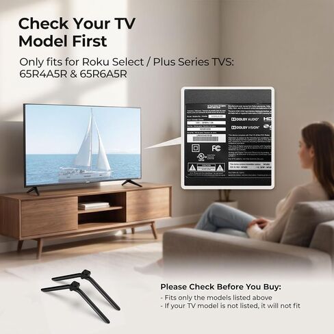 Yaotieci Metal TV Legs Only for 65R4A5R 65R6A5R Roku TV Stand Legs, for Roku Select/Plus Series Models Listed with Screws, Anti Slip Pads and Instruction, Easy Installation in Saudi Arabia