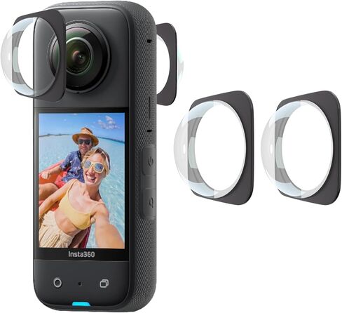 Sticky Lens Guards for Insta360 X3, Removable Dual Lens Protector, 9H Hardness Anti-Scratch High Transmittance Optical Tempered Glass Protective Cover Cap for X3 Waterproof Action Camera Accessories in Saudi Arabia