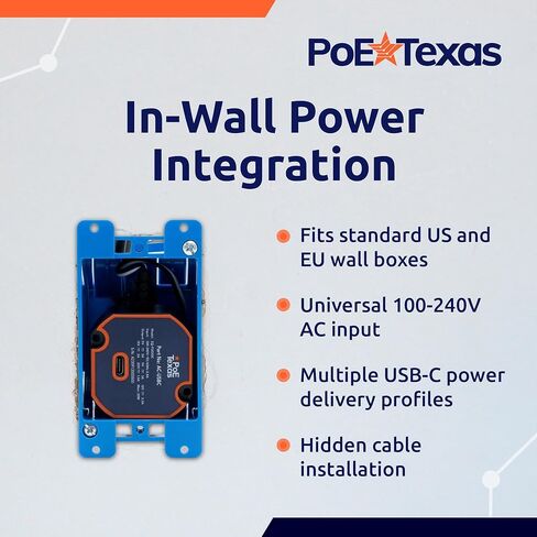 حامل جداري لجهاز iPad من PoE Texas الجيل العاشر من الألومنيوم الأسود لغرفة الاجتماعات والمكتب مع قاعدة تثبيت على سطح الكمبيوتر اللوحي مع مؤشر حالة LED مع تطبيق Dash - يتضمن محول تيار متردد داخل الجدار إلى USB-C in Kuwait