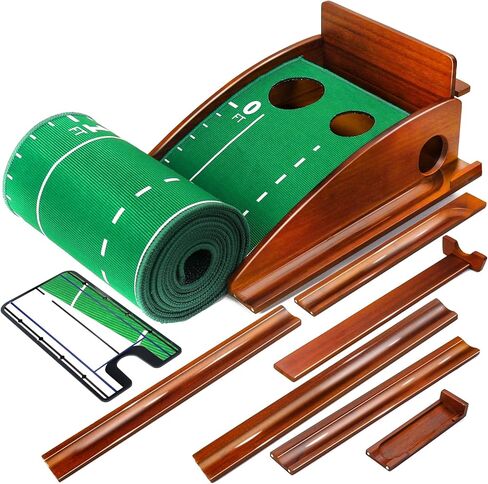 SAPLIZE Indoor/Outdoor Putting Mat with Auto Ball Return, Dual Holes & Distance Markers - Portable Golf Practice Green for Home or Office Training Aid in Saudi Arabia