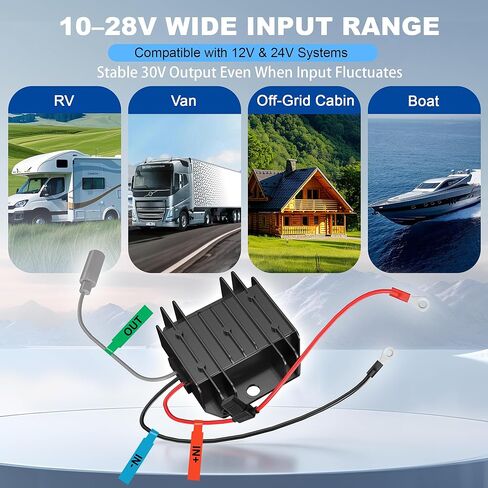 Professional Power Solution for Stable Starlink Mini Internet Connectivity: Waterproof Converter for RV/Car/SUV/Marine/Camping/Portable Power, 9-28V Wide Input, 12V/24V DC to 30V 3.5A Output in Saudi Arabia