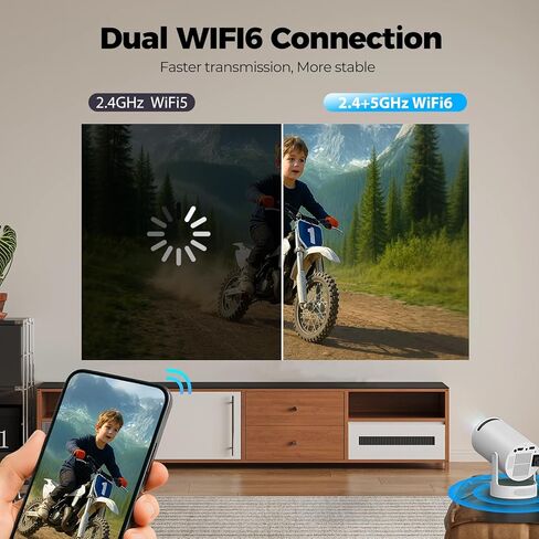 Mini Projector with Bluetooth and WiFi, Upgraded 200 ANSI Lumens Portable Projector 4K, Auto Focus/Keystone, Compatible with iPhone/TV Stick/Laptop for Home Outdoor Movie in Saudi Arabia
