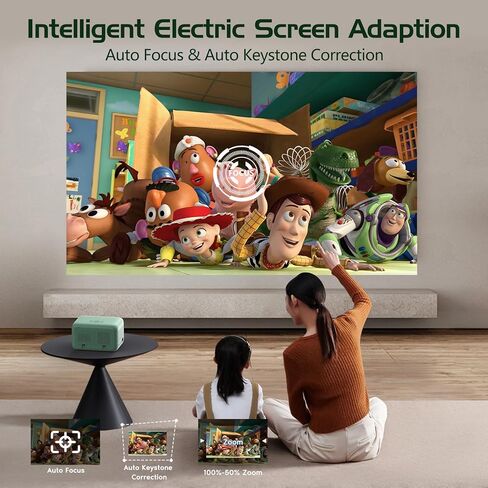 Projector with Wifi and Bluetooth, Native 1080P Portable Mini Projector 4K Support, Auto Focus & Auto Keystone Projector for Bedroom/Home/Outdoor, Compatible with Smartphone/HDMI/USB/TV Stick in Saudi Arabia