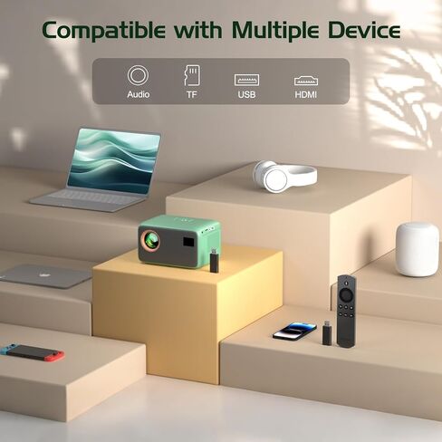 Projector with Wifi and Bluetooth, Native 1080P Portable Mini Projector 4K Support, Auto Focus & Auto Keystone Projector for Bedroom/Home/Outdoor, Compatible with Smartphone/HDMI/USB/TV Stick in Saudi Arabia