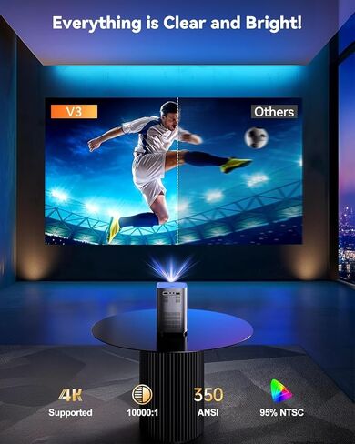 [تركيز كهربائي] جهاز عرض مزود بواي فاي وبلوتوث، 1080 بكسل، جهاز عرض محمول 4K مع تكبير، جهاز عرض أفلام خارجي للمسرح المنزلي حتى 300 بوصة مع حقيبة حمل، للهاتف/عصا التلفزيون/الكمبيوتر الشخصي in Kuwait