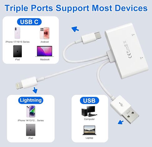 محول Memory Stick Pro Duo - قارئ بطاقات 4 في 1 SD/TF/MS/XD لأجهزة iPhone 17/16/15/14/iPad/PC/Android/MAC، ومحول بطاقة USB-C/USB/Lightning XD، توصيل وتشغيل قارئ بطاقات Sony Cybershot، لا حاجة إلى برنامج تشغيل in Kuwait