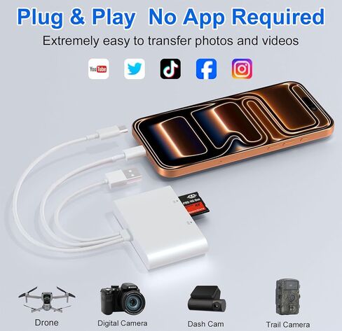 محول Memory Stick Pro Duo - قارئ بطاقات 4 في 1 SD/TF/MS/XD لأجهزة iPhone 17/16/15/14/iPad/PC/Android/MAC، ومحول بطاقة USB-C/USB/Lightning XD، توصيل وتشغيل قارئ بطاقات Sony Cybershot، لا حاجة إلى برنامج تشغيل in Kuwait