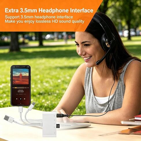 قارئ بطاقات ذاكرة عالمي 5 في 1، محول 3 في 1 USB C/Lightning/USB A إلى SD/TF مع مقبس سماعة رأس مقاس 3.5 مم ومنفذ طاقة Lightning (للشحن فقط)، متوافق مع iPhone وiPad وAndroid والكمبيوتر اللوحي in Kuwait