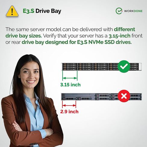 WORKDONE 2-Pack - E3.S Drive Caddy - NV2RX متوافق مع خوادم Dell PowerEdge مع خليج E3.S - الجيل السادس عشر R660، R6615، R6625، R760، R760xd2، R7615، R7625، XR7620 - حامل NVMe SSD مع ملصقات أمامية in Kuwait
