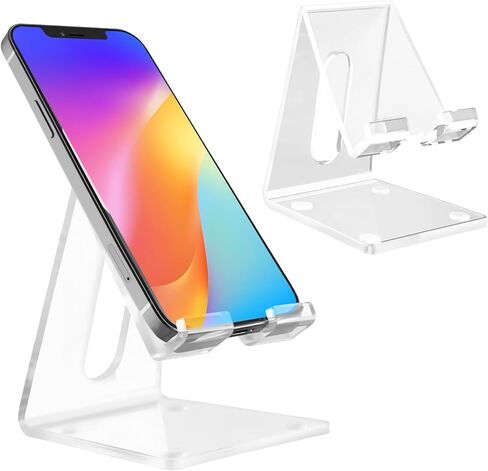 Acrylic Phone Stand, Portable Clear Cell Phone Stand, Compatible with Phone 16 15 14 13, Android Smartphone, Pad, Desk Accessories in Saudi Arabia