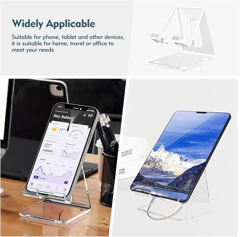 Acrylic Phone Stand, Portable Clear Cell Phone Stand, Compatible with Phone 16 15 14 13, Android Smartphone, Pad, Desk Accessories in Saudi Arabia