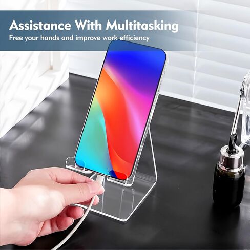 Acrylic Phone Stand, Portable Clear Cell Phone Stand, Compatible with Phone 16 15 14 13, Android Smartphone, Pad, Desk Accessories in Saudi Arabia