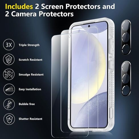 جراب SPIDERCASE مصمم لهاتف Samsung Galaxy S24 Plus، جراب هاتف عالي التحمل مقاوم للصدمات للهواتف ومكبرات الصوت، شفاف غير لامع in Kuwait