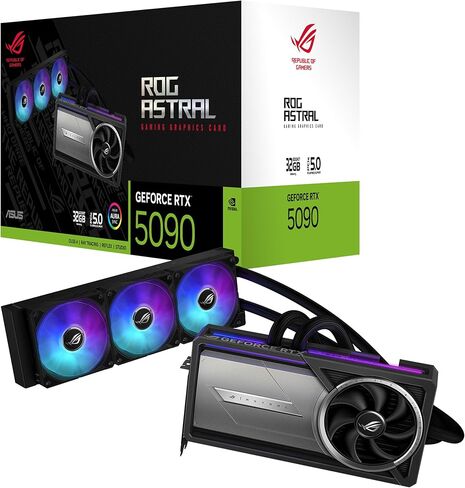 Asus ROG Astral LC GeForce RTX 5090 Gaming Graphics Card (PCIe 5.0, 32GB GDDR7, HDMI/DP 2.1, Cooling Plate, 360mm Radiator, Chain-Connectable Magnetic Fans) in Saudi Arabia
