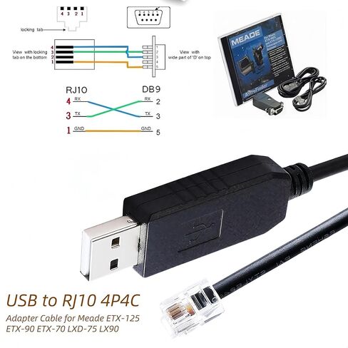 كابل محول تسلسلي USB RS232 لـ ETX-125 ETX-90 ETX-70 LXD-75 LX90، متوافق مع Meade 505، 1.8 متر/5.9 قدم in Kuwait