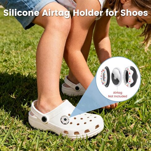 Waterproof Shoe Holder Compatible with Airtag, Cute Silicone Hidden Insert Air Tag Holder for Kids (Purple/White) in Saudi Arabia