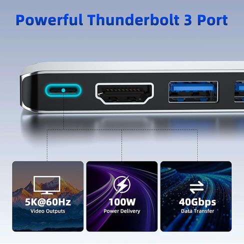 محول USB C Hub لجهاز MacBook Pro/Air، ملحقات MacBook 7 في 2 مع HDMI 4K@60 هرتز، Thunderbolt 4، USB C & 2 USB A 3.0، قارئ بطاقة SD/TF، ​​لجهاز MacBook Pro/Air M5/M4/M3/M2/M1 2018-2025 13 بوصة 15 بوصة 16 بوصة in Saudi Arabia