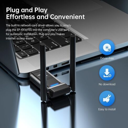 محول شبكة لاسلكية EDUP USB 3.0 WiFi 6 AX1800Mbps للكمبيوتر الشخصي، التوصيل والتشغيل، IEEE 802.11ax 5 جيجا هرتز/ 2.4 جيجا هرتز USB Wi-Fi Dongle، متوافق مع Windows 11/10، برنامج تشغيل مجاني، بطاقة شبكة لاسلكية in Saudi Arabia