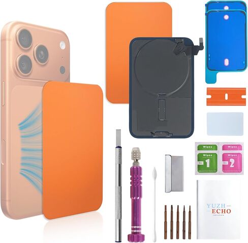 استبدال الزجاج الخلفي لهاتف iPhone 17 Pro (6.3 بوصة، فضي) يتضمن أدوات إصلاح الشحن اللاسلكي والزجاج المتكامل in Kuwait