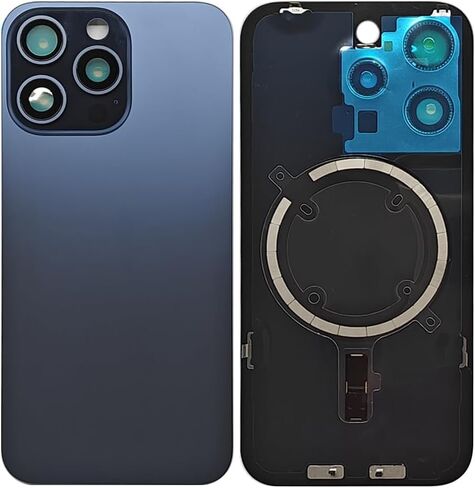 1Pcs/Lot Battery Cover Glass for iPhone 15 Pro Max Back Housing Replacement with Small Parts Metal Plate Magnetic for iPhone 15PM 2in1 Big Hole Back Glass Rear Door Case (Natural) in Saudi Arabia