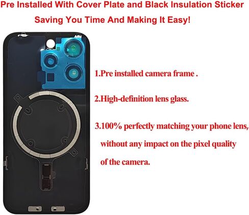 1Pcs/Lot Battery Cover Glass for iPhone 15 Pro Max Back Housing Replacement with Small Parts Metal Plate Magnetic for iPhone 15PM 2in1 Big Hole Back Glass Rear Door Case (Natural) in Saudi Arabia