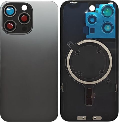 1Pcs/Lot Battery Cover Glass for iPhone 15 Pro Max Back Housing Replacement with Small Parts Metal Plate Magnetic for iPhone 15PM 2in1 Big Hole Back Glass Rear Door Case (Natural) in Saudi Arabia