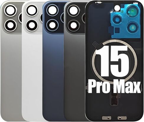1Pcs/Lot Battery Cover Glass for iPhone 15 Pro Max Back Housing Replacement with Small Parts Metal Plate Magnetic for iPhone 15PM 2in1 Big Hole Back Glass Rear Door Case (Natural) in Saudi Arabia