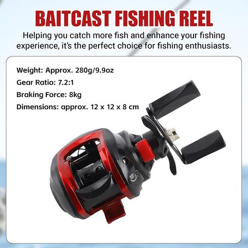 Fish Bait Reel, 7.2:1 Baitcaster Reels Long Range Bait Casting for Saltwater Freshwater Fishing (Right Handed) in Saudi Arabia