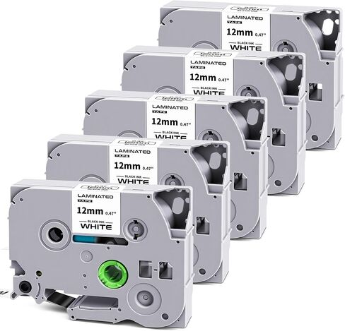 12mm 0.47 Laminated White TZ Tape TZe-231 TZe231 Compatible for Brother Label Maker Tape Work with Brother P Touch PTD220 PTD210 PTH110 PT-H111 D410 1280 1290 1880 2040, 5-Pack in Saudi Arabia