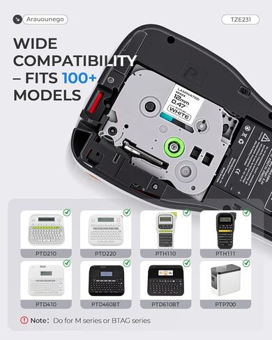 12mm 0.47 Laminated White TZ Tape TZe-231 TZe231 Compatible for Brother Label Maker Tape Work with Brother P Touch PTD220 PTD210 PTH110 PT-H111 D410 1280 1290 1880 2040, 5-Pack in Saudi Arabia
