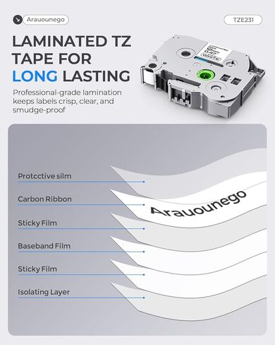 12mm 0.47 Laminated White TZ Tape TZe-231 TZe231 Compatible for Brother Label Maker Tape Work with Brother P Touch PTD220 PTD210 PTH110 PT-H111 D410 1280 1290 1880 2040, 5-Pack in Saudi Arabia