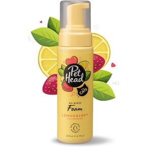 PET HEAD Cat No Rinse Foam 200ml, Felin’ Good, Fruity Scent with Aloe Vera, Best Dry Cat Shampoo for Smelly Cats, Professional Waterless Grooming, Vegan, Natural, Lick-Safe, Gentle Formula for Kittens in Kuwait