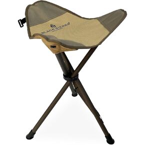 Black Sierra Folding Hunting Stool with Shoulder Strap, Lightweight Collapsible Tripod Seat, Steel Frame Supports 225 lbs, Portable Foldable Chair for Hunting Blind, Fishing, Hiking, Travel in Kuwait