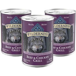 Blue Buffalo Wilderness Adult Wet Dog Food, High-Protein & Grain-Free, Made with Natural Ingredients, Duck & Chicken Grill, 12.5-oz. Cans, 12 Count in Kuwait