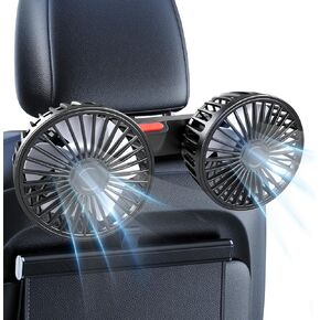 USB Car Cooling Fans for Backseat,Dual Head Car Fan for Kids,360° Rotatable Headrest Fans,3-Speed,Ultra-Quiet, 5V Powerful Electric Air Circulation Fan for SUV Truck Sedan in Saudi Arabia