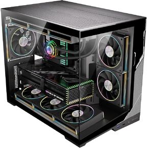 ESGAMING Zero M- ATX PC Case Mini-Tower Airflow Computer Case | 8° Slanted Base | Panoramic View | Fully Ventilated | Black No Fan in Kuwait