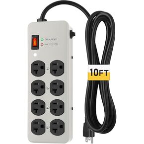 KeBen 20A Heavy Duty Power Strip Surge Protector,Yellow,12 Gauge,8AC/10FT in Kuwait
