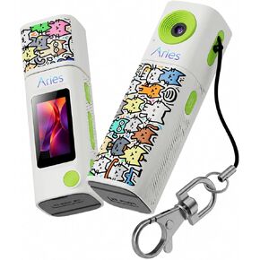 Aries SnapCharm Mini Thumb Camera, 1080P/2K HD Wearable Keychain Camera with 230° Rotating Lens, 4MP Portable Mini Digital Video Recorder, TFT LCD Screen, USB-C, Supports up to 128GB microSD in Kuwait