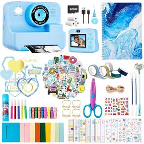 Kids Instant Print Camera, 1080P Selfie Video Camera with DIY Journal Kit – 200+ Accessories, Christmas & Birthday Gifts for Girls & Boys Ages 3-12 (Blue) in Kuwait