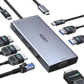 محول USB C Hub HDMI USB لجهاز MacBook Pro Air M3 M2 M1 2025-2018 13 14 16 بوصة، محول MacBook متعدد المنافذ 8 في 2 Mac USB C Hub مع HDMI، Thunderbolt 3، 10G USB C&A منافذ البيانات، قارئ بطاقة SD TF، صوت in Kuwait