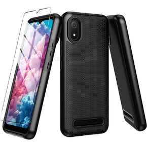 for Cloud Mobile Stratus C8 Case with Tempered Glass Screen Protector,Dual Layer Heavy Duty Shockproof Protection (Black, Cloud Mobile Stratus C8) in Kuwait