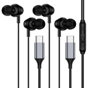 سماعات أذن سلكية من النوع C لـ Google Pixel 10a 10 Pro XL 10 9a 9 8 7 6 USB C سماعات أذن سلكية 2 حزمة لهاتف iPhone 17e 17 Pro Max 16 15، Samsung S26 Ultra S25 Android مع ميكروفون in Kuwait