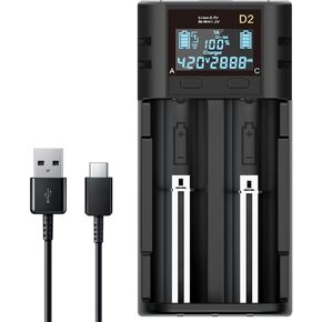 شاحن بطارية ذكي 18650، شاحن عالمي مع شاشة LCD قابلة لإعادة الشحن 14500 18500 18650 18700 20700 21700 22650 26650، 1.2 فولت Ni-MH/Ni-Cd AA AAA C (البطاريات غير متضمنة) in Kuwait
